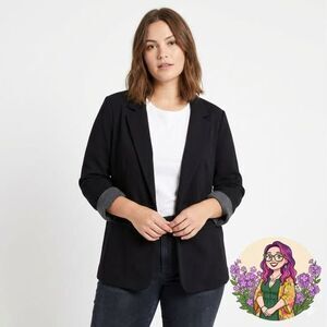 Skies are Blue Asa Knit Blazer Black XL Professional Career Business Casual Chic